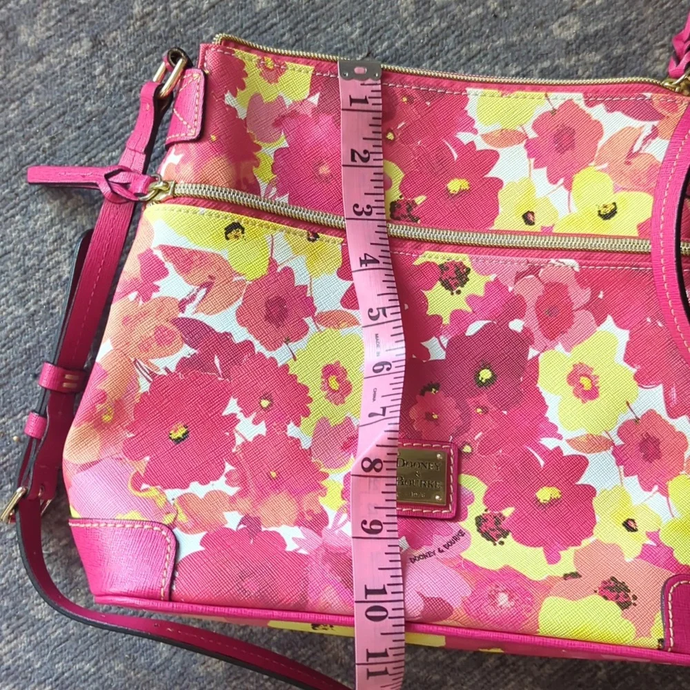 Dooney and Bourke floral Orange Pink And Yellow Print Crossbody Bag - Picture 7 of 7
